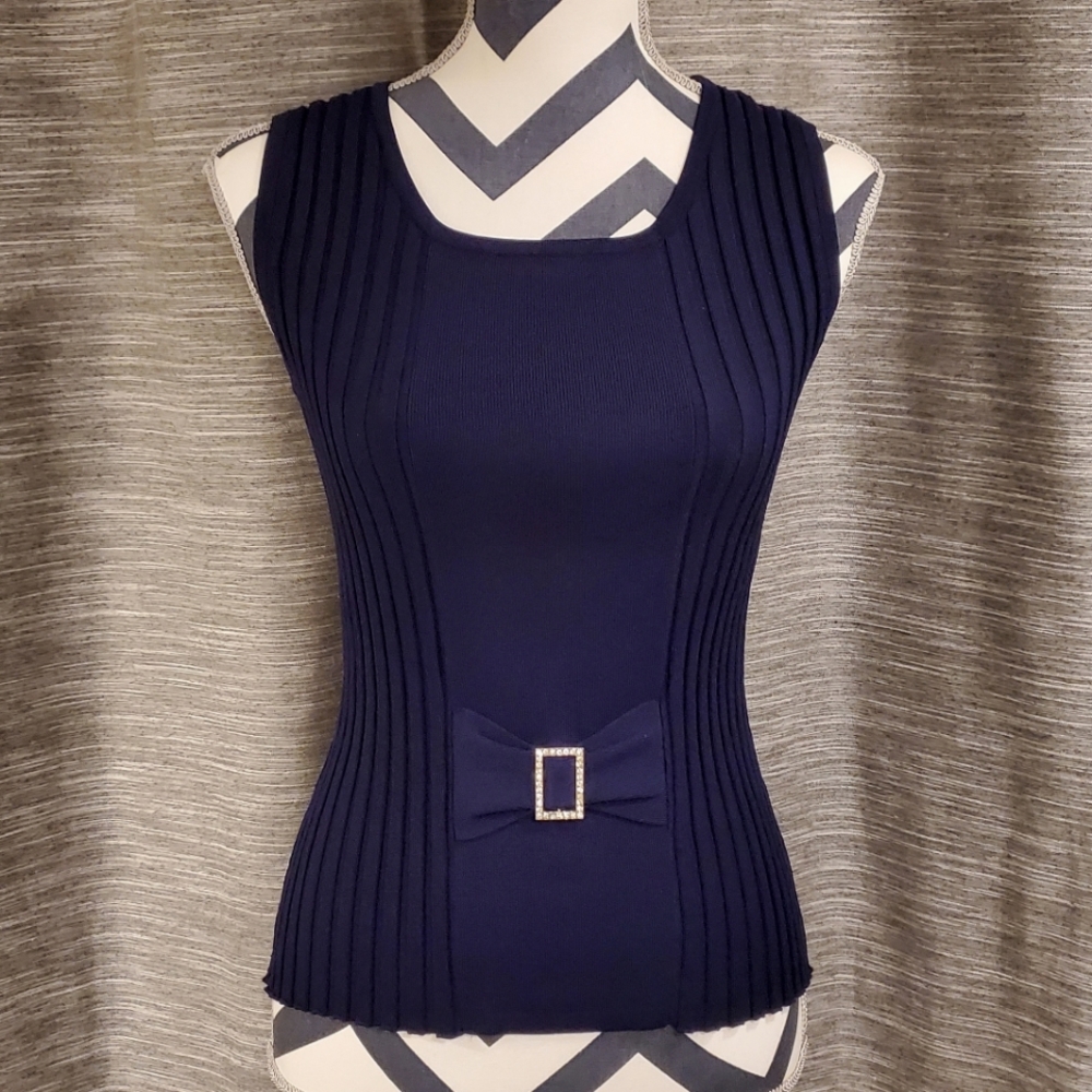 Belldini Purple Ribbed Tank Embellished Buckle